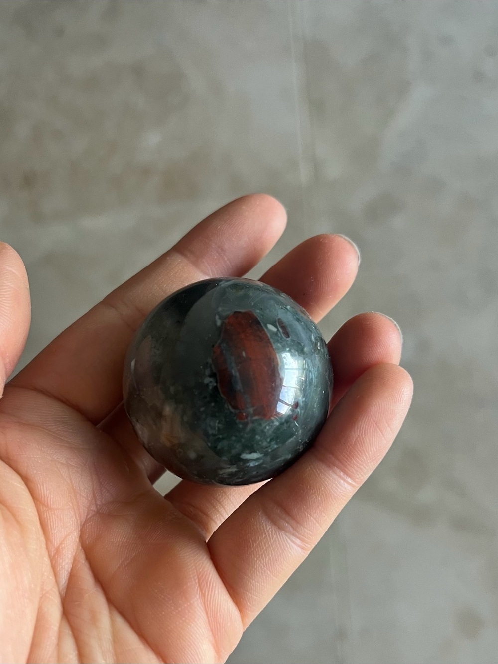 Natural Crystal Stone Polished African Bloodstone Ball Sphere 3oz Healing Rock